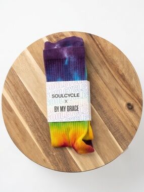 SoulCycle x By My Grace PRIDE Tie Dye Rainbow Calf Socks NWT Limited Edition OS